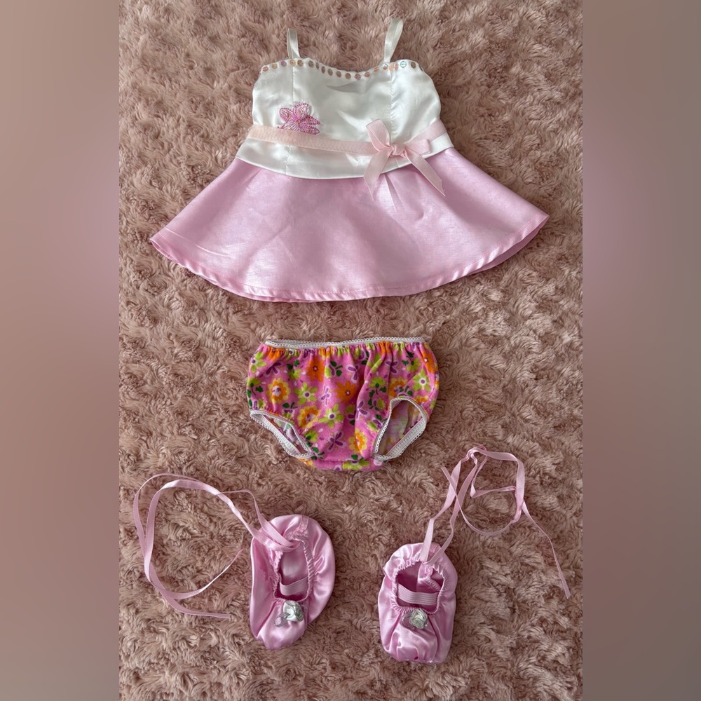 BUILD-A-BEAR (Lot of 3) Princess Satin Dress, Panties & Ballet Shoes